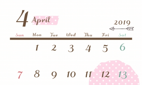 2019年4月縦型カレンダー