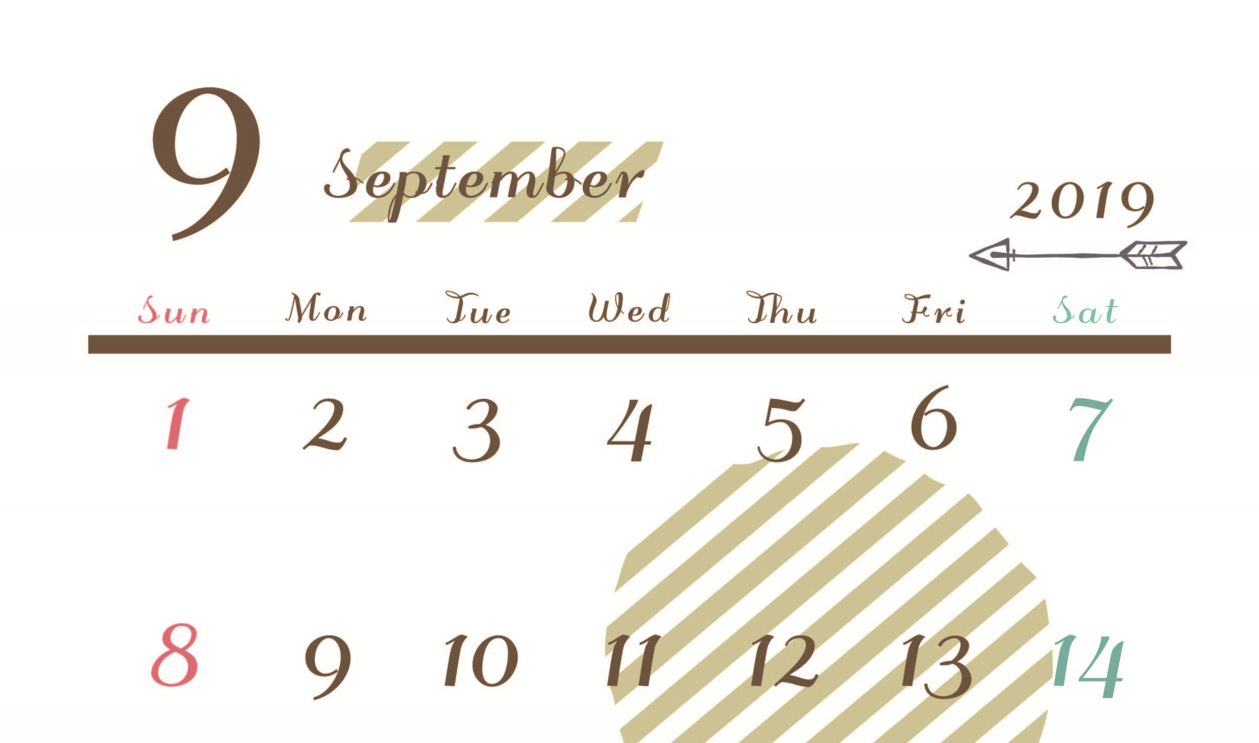 2019年9月縦型カレンダー