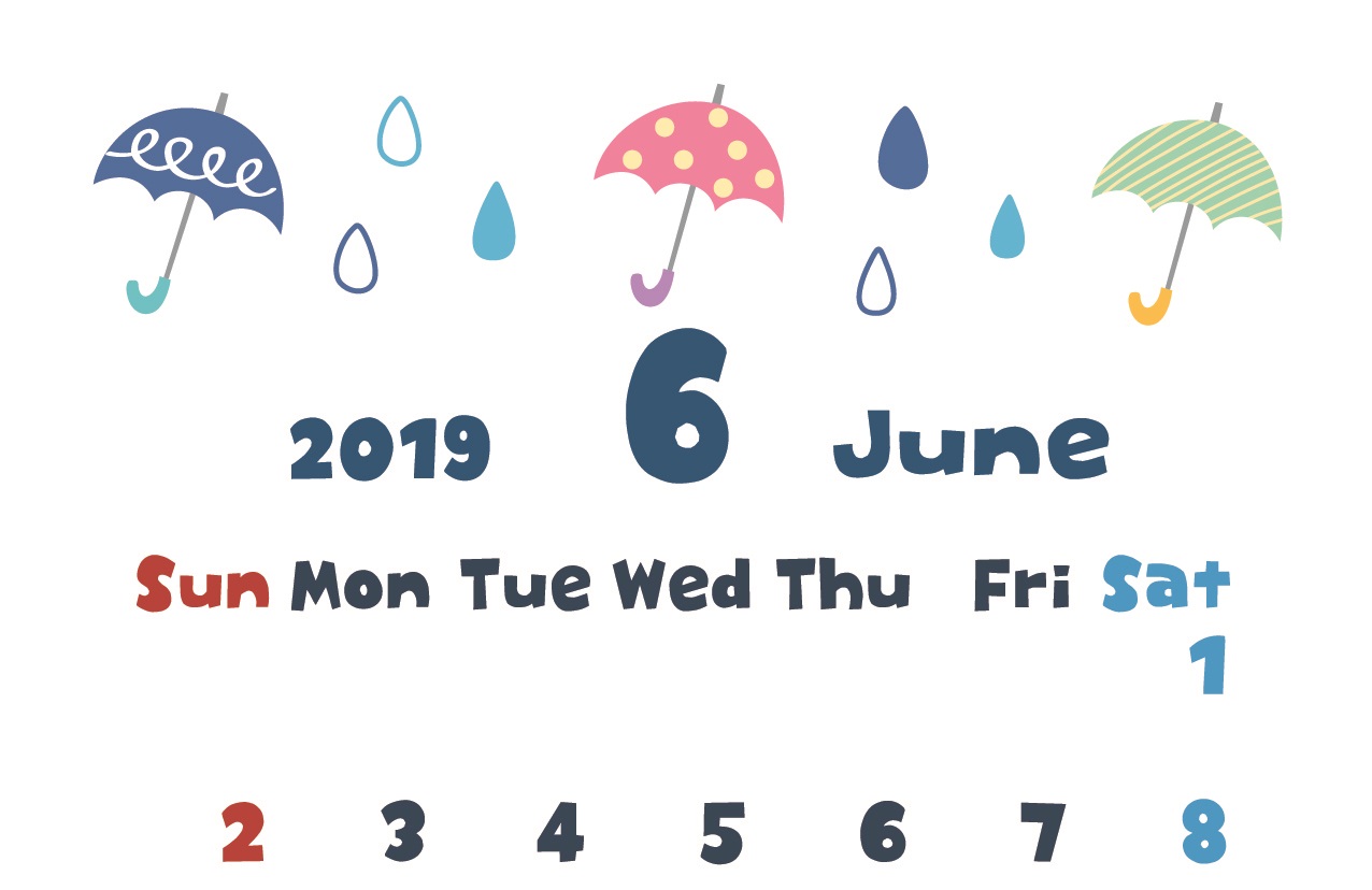 2019年6月縦型カレンダー
