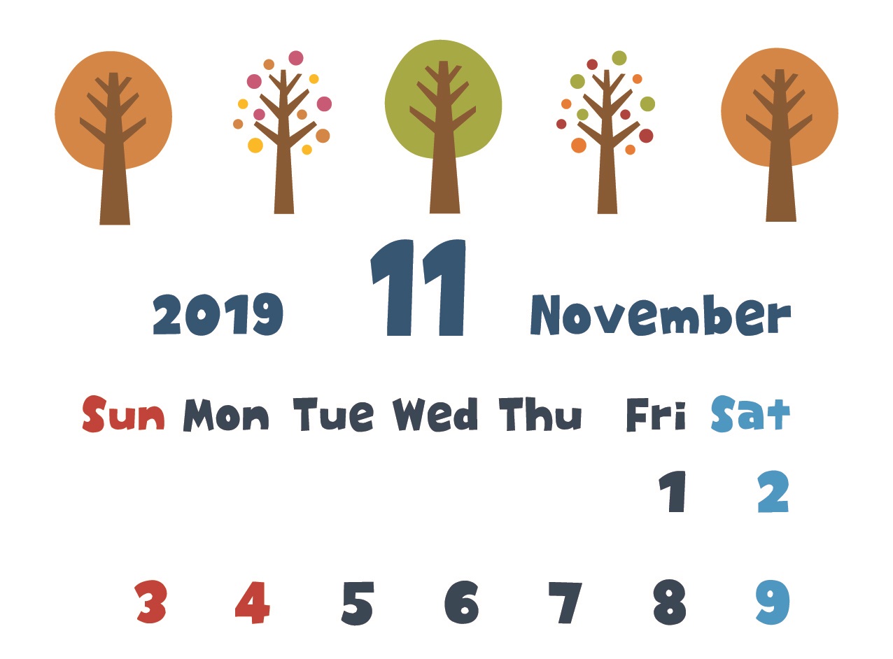 2019年11月縦型カレンダー