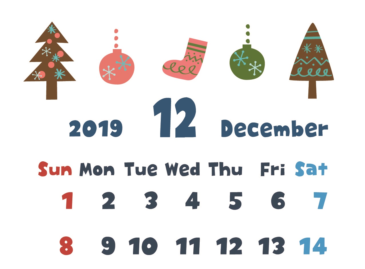 2019年12月縦型カレンダー