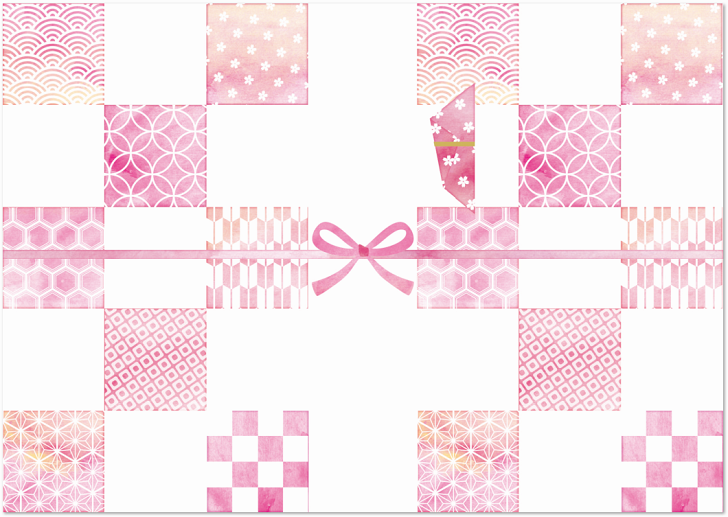 市松模様のピンク色「のし紙」を無料ダウンロード