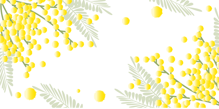 3月のデザイン花「ミモザ」無料イラストのメッセージカード