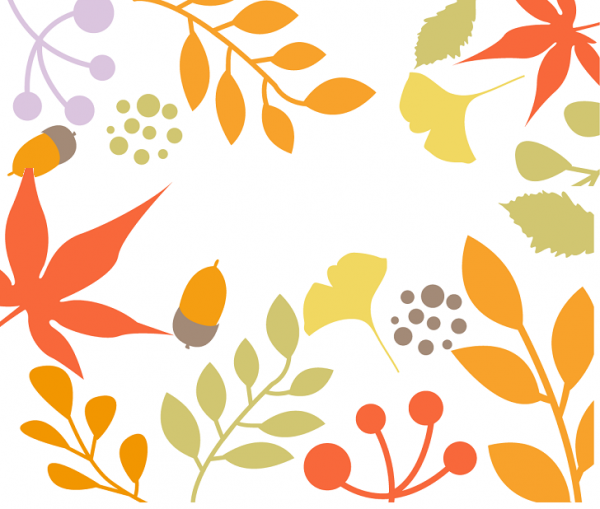  10月（秋）の無料イラスト金木犀の花の手書き風のフレーム素材 