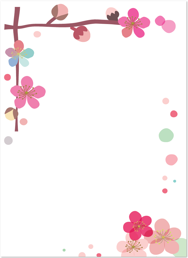 2月の飾り枠・梅の花がデザインフレームをダウンロード