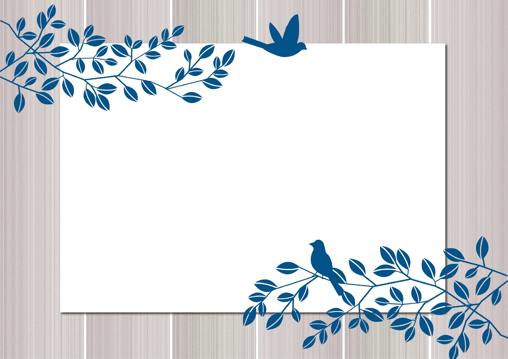 かわいい 葉っぱと青い鳥の無料イラストフレーム 飾り枠の素材 無料ダウンロード テンプレルン