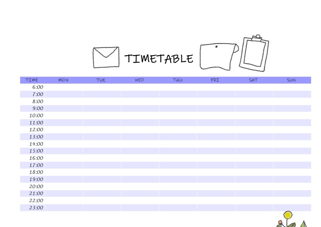 1週間の予定を管理するのに使えるタイムテーブルの無料テンプレート