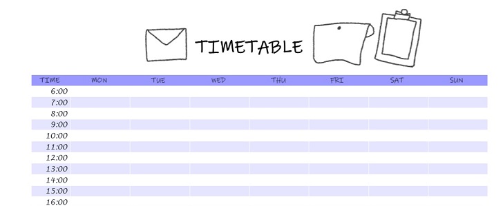 1週間の予定を管理するのに使えるタイムテーブルの無料テンプレート 無料ダウンロード テンプレルン